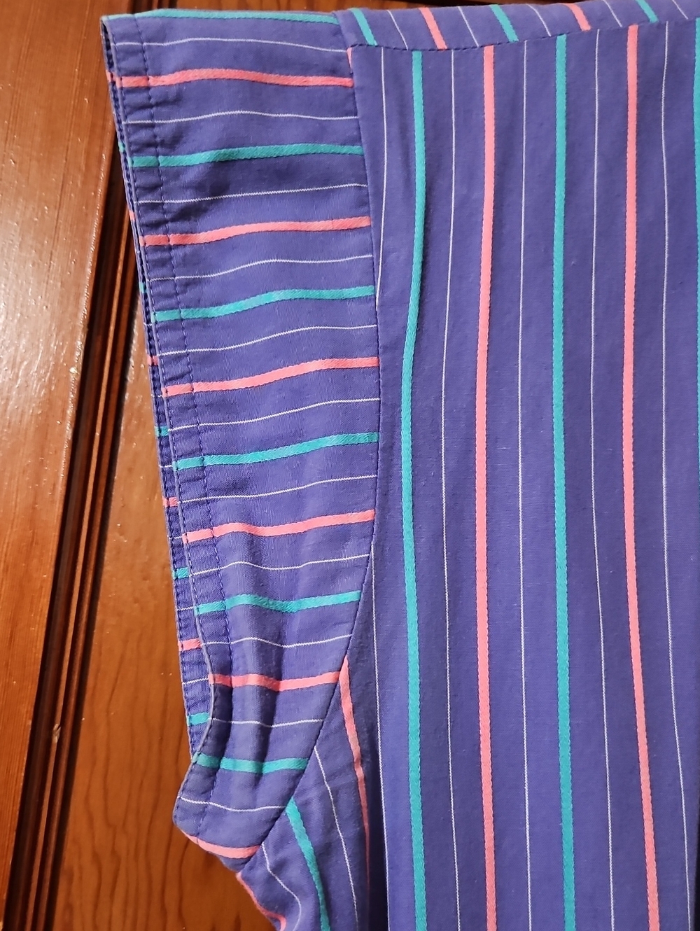 Vintage Liz Claiborne Purple Pink Teal Striped Cotton Midi Dress Size 6 - Picture 4 of 7